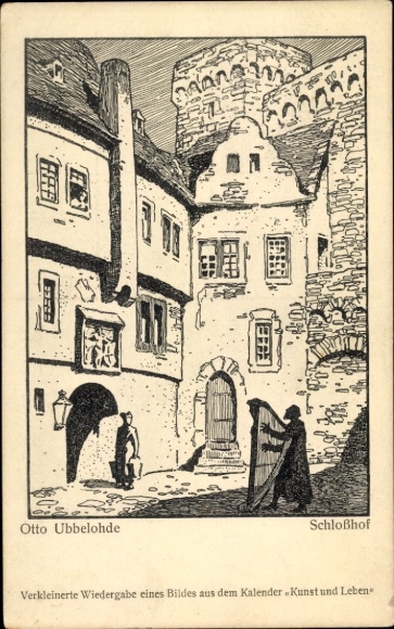 Künstler Ak Ubbelohde, O., Schlosshof, Kalender Kunst und Leben