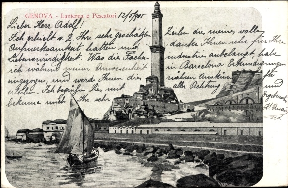 Postcard Genova Genoa Liguria, Lanterna e Pescatori, lighthouse, fishing boat