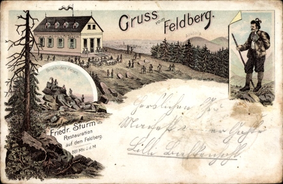 Chromo-Litho Schmitten im Taunus Hessen, Feldberg, Restoration, Brunhildisfelsen