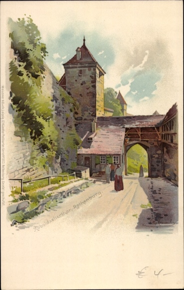 Kunstenaar litho Hammel, Otto, Rothenburg ob der Tauber, Koboldzeltertor, Meissner & Buch