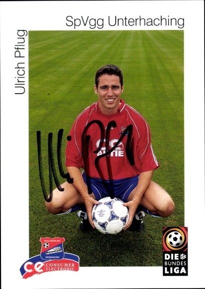 Autograph card footballer Ulrich Pflug, SpVgg Unterhaching, autograph