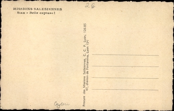 Postcard Missions Salesiennes, Siam, crocodiles