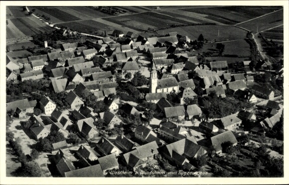 Postcard Westheim Illesheim in Middle Franconia, aerial photograph