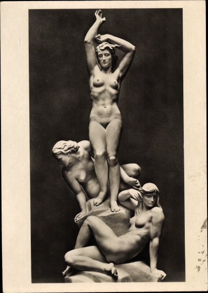 Postcard plastic by Robert Ullmann, Die Morgenrote, fountain group, HDK 536