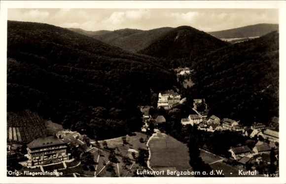 Postcard Bad Bergzabern on the Palatinate Wine Route, aerial photograph, spa town, landscape, forest