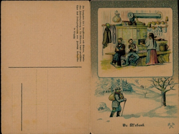 Klapp Lied Ak Günther, Anton, Erzgebirgische Mundart Nr. 9, Da Uf'nbank