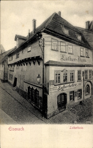 Postcard Lutherstadt Eisenach Thuringia, Hellthal, Luther House, Lutherheller, building, black and white photo