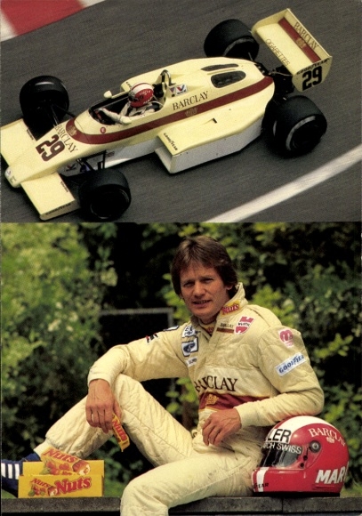 Advertising card motor racing, racing driver Marc Surer