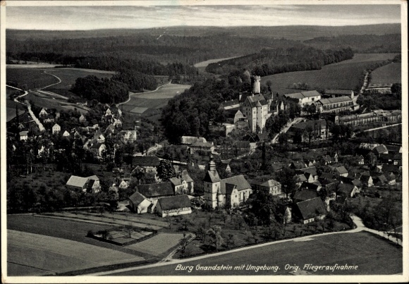 Ak Gnandstein Kohren Sahlis Frohburg in Sachsen, Burg Gnandstein, Fliegeraufnahme