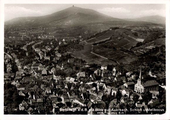Postcard Bensheim on the Bergstraße Hesse, aerial photograph