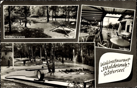 Ak Süsterseel Selfkant Nordrhein Westfalen, Waldrestaurant Waldesruh, Minigol, Kinderspielplatz