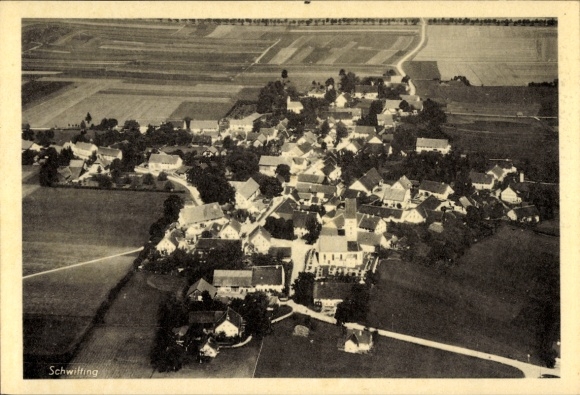 Postcard Schwitting near Landsberg/Lech, aerial photograph
