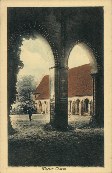 Postcard Chorin in the Barnim district, inner courtyard of the monastery