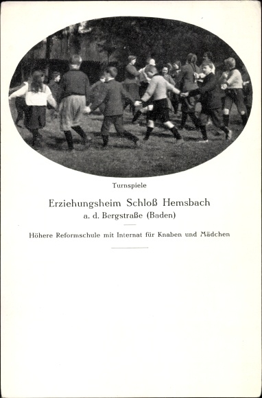 Ak Hemsbach an der Bergstraße, Erziehungsheim im Schloss, Höhere Reformschule, Turnspiele