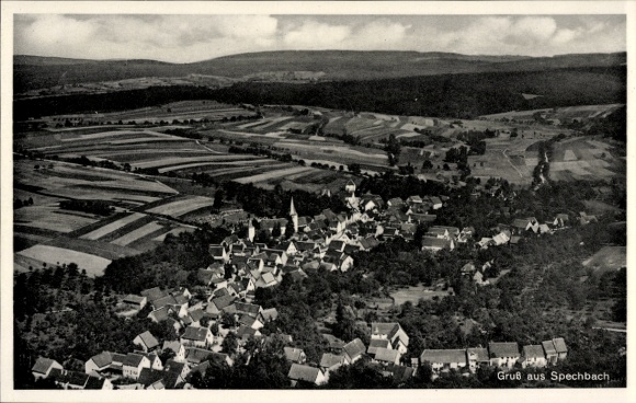 Postcard Spechbach in Württemberg, aerial photograph