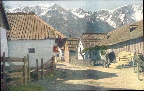 Postcard Schneebergdörfl Puchberg am Schneeberg in Lower Austria, mountain landscape, traditional buildings