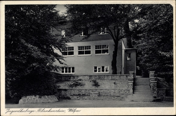 Postcard Welper Hattingen in the Ruhr area, youth hostel Blankenstein, partial view, entrance