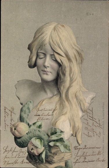 Postcard Young Woman with Apples, Bust