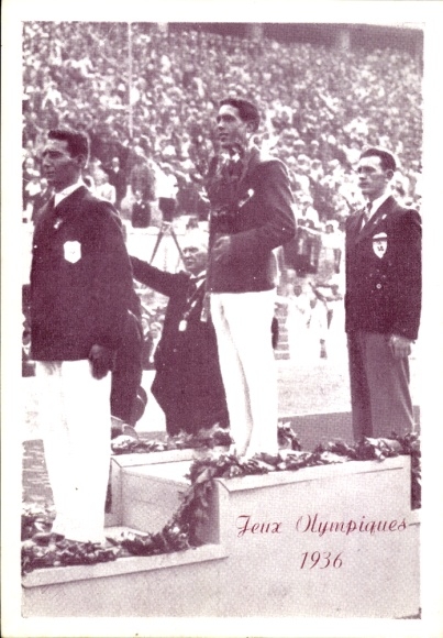 Postcard Olympic Games 1936, Jean Despeaux, Masseur Kinesitherapeute, advertisement