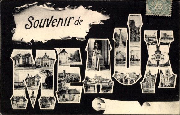 Buchstaben Ak Meaux Seine-et-Marne, Teilansicht, Gebäude, Denkmal Turm, Kirche, Brücke