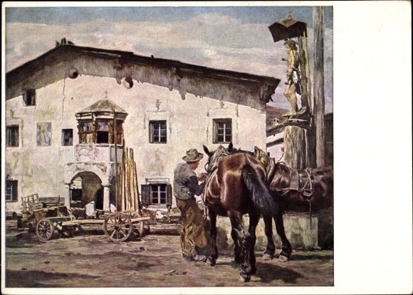 Artist PC Ederer, Carl, Dorfplatz, HDK 156, horses