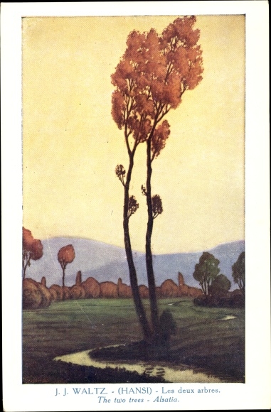 Artist PC Hansi Jean Jacques Waltz, Alsace, Les deux arbres, two trees