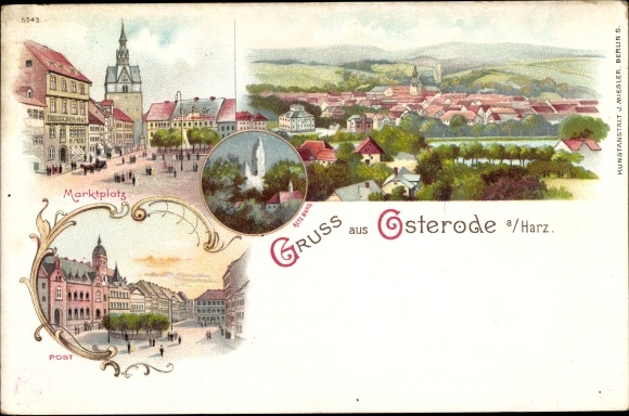 lito Osterode am Harz, rynek, poczta, stary zamek