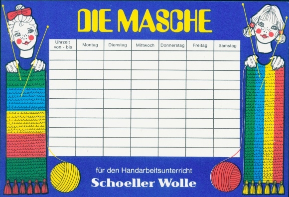 Timetable Die Masche, Schoeller wool for handicraft lessons