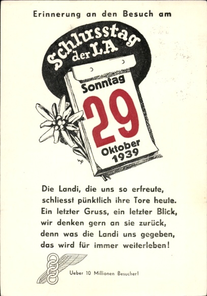 Ak Zürich, Besuch am Schlusstag der Schweizerischen Landesausstellung, Sonntag 29. Oktober 1939