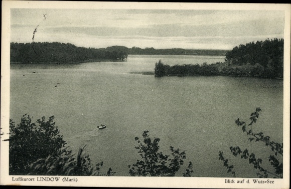 Postcard Lindow in der Mark, view of the Wutz-See