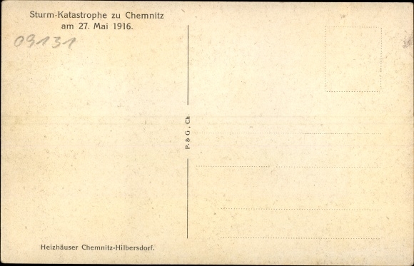 Postcard Chemnitz in Saxony, storm disaster on May 27, 1916