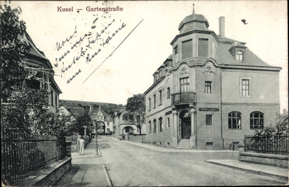 Postcard Kusel in the Palatinate, district savings bank in the garden street