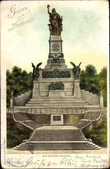 10 alte Ak Niederwalddenkmal am Rhein, verschiedene Ansichten, teilweise gemalt