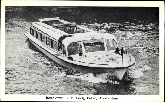 KP Amsterdam Holandia Północna, Rondvaart dor IJ-Haven, statek wycieczkowy na rzece Amstel, P. Kooij, Rokin