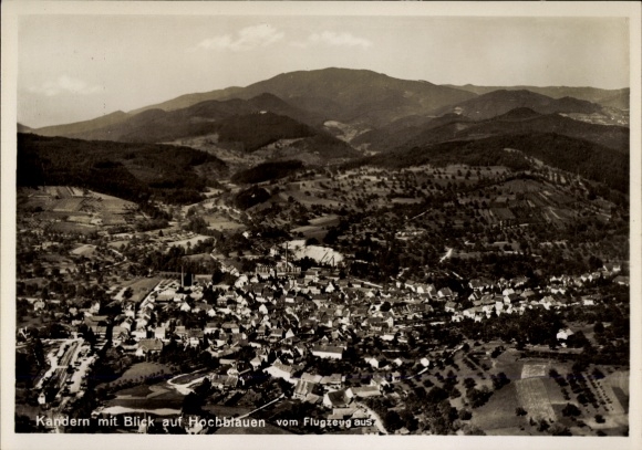 Postcard Kandern in the Black Forest Baden, aerial photograph, Hochblauen