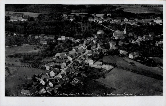 Postcard Schillingsfürst in Middle Franconia, aerial photograph