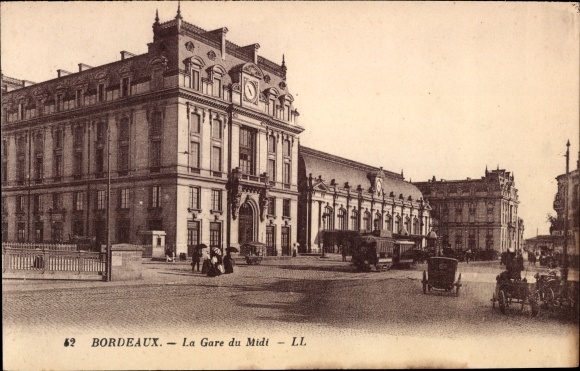 Postcard Bordeaux Gironde, Gare du Midi