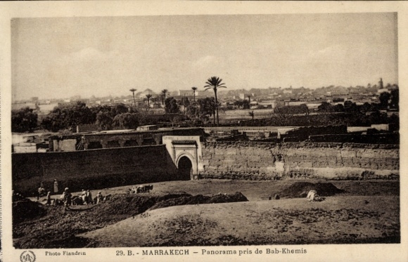 Ak Marrakech Marrakesch Marokko, Panorama von  Bab-Khemis, Foto Flandrin