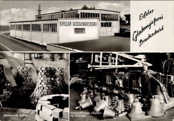 Postcard Brockscheid in the Eifel, Eifel bell foundry Johannes Mark, bell founder, bricked cores