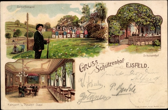 Chromo-Litho ice field in Thuringia, Schützenhof, shooting range, interior view