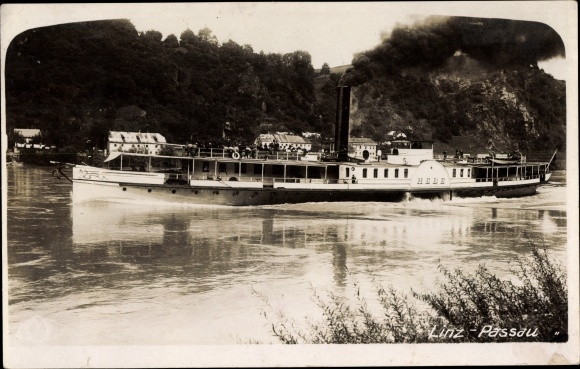Foto Ak Donaudampfer Hebe, Linie Linz-Passau