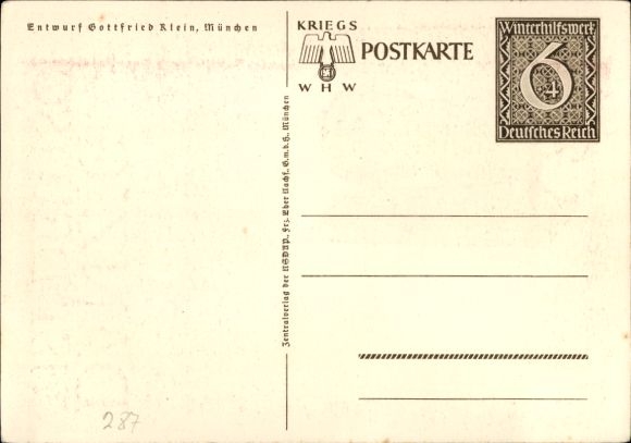 Postwaardestukkunstenaar Ak Klein, Gottfried, Danzig is Duits, WHW