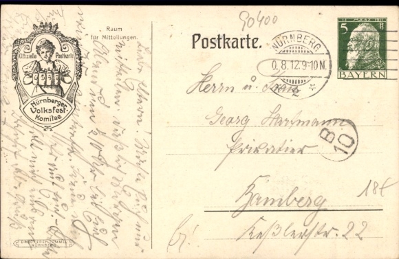 Postwaardestukkunstenaar Ak Stahl, Emil, Neurenberg, volksfeest 1912
