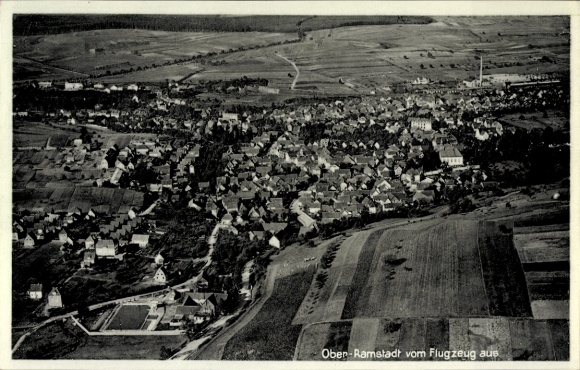 Postcard Oberramstadt Leutershausen an der Altmühl Middle Franconia, aerial photograph