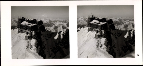 Stereo Raumbild Foto "Traditionsgau München Oberbayern" Nr. 74 Münchener Haus, Zugspitze, Wetterturm