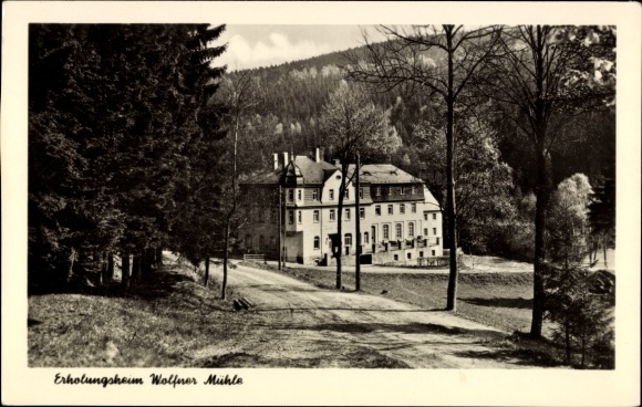 Postcard Raschau Markersbach, Wolfner Mühle, forest
