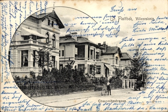 Postcard Hamburg Altona Groß Flottbek, villa colony, Chemnitz Street
