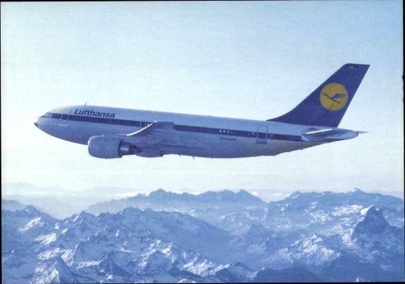 Postcard Lufthansa passenger aircraft, Airbus A310