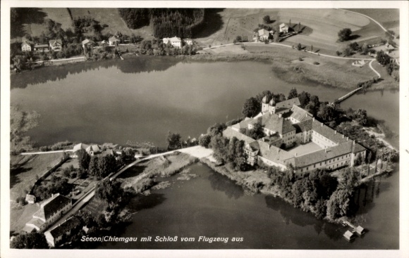 Postcard Seeon Seebruck am Chiemsee Upper Bavaria, aerial photograph