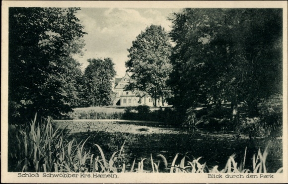 Postcard Königsförde Aerzen in the Weserbergland, Schwöbber Castle, Park